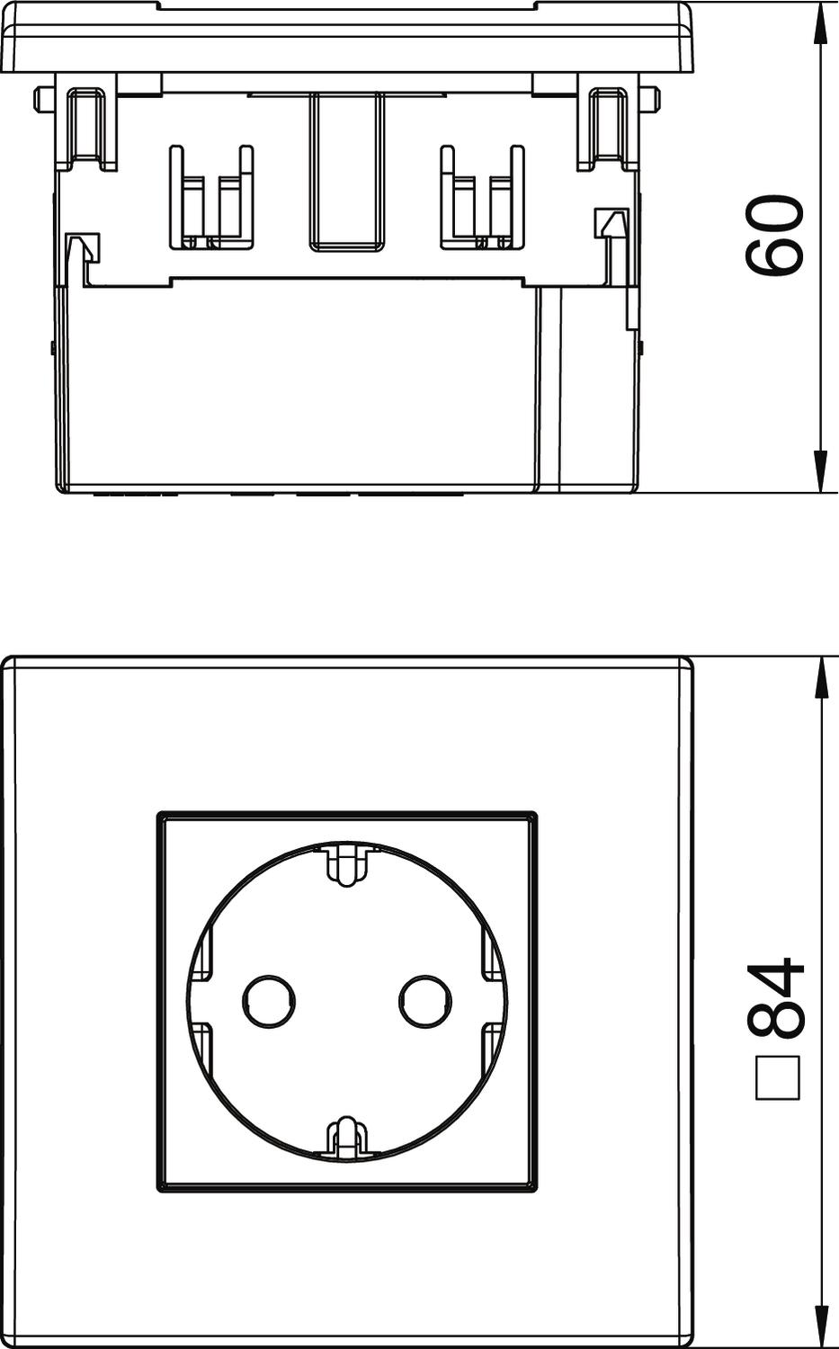 Unidade de tomadas Modul 45, simples 84x84x59mm Policarbonato vermelho RAL 3001 – Imagem 2 de 2