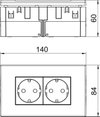 Unidade de tomadas Modul 45, duplo 84x140x59mm Policarbonato branco puro RAL 9010