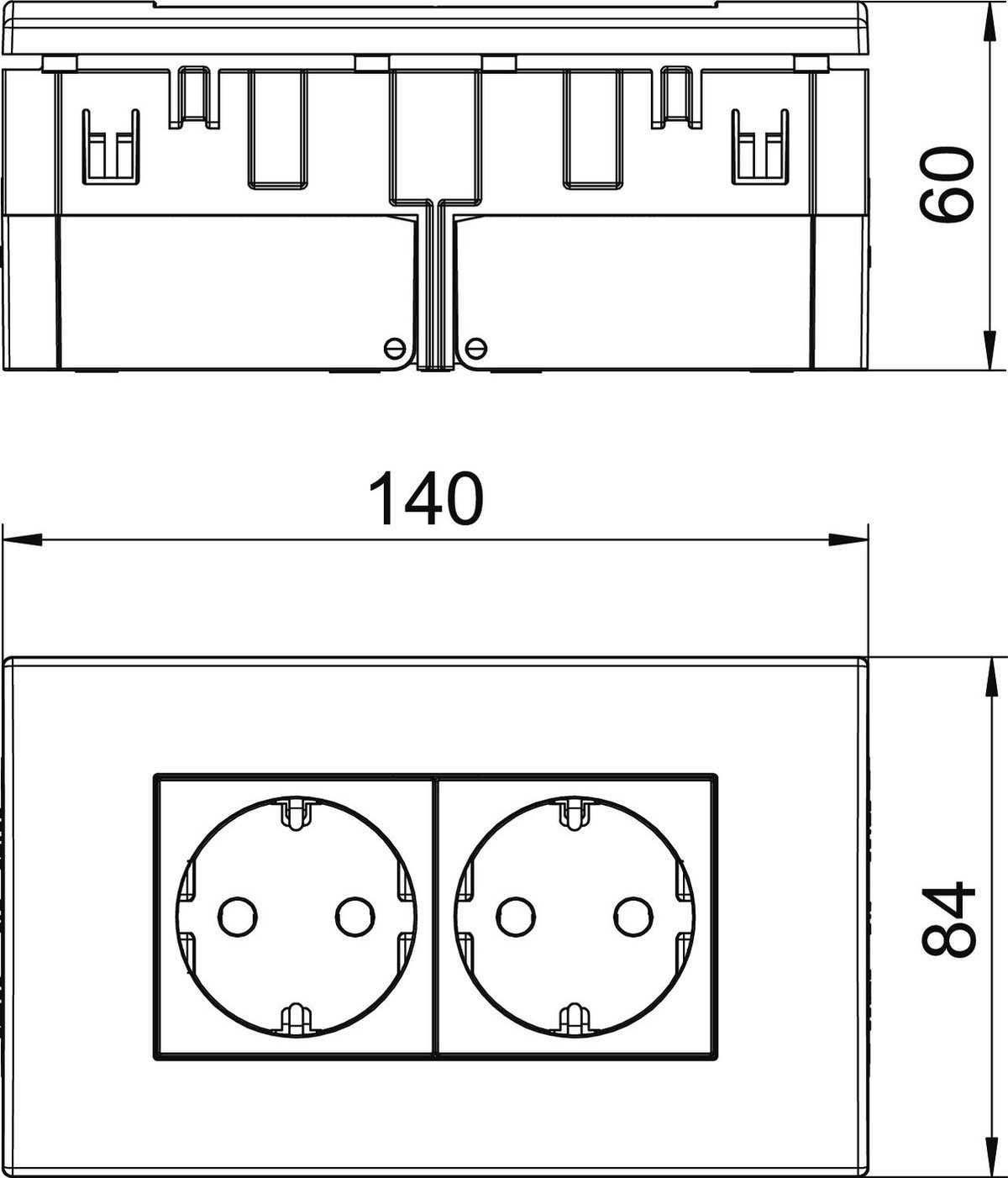 Unidade de tomadas Modul 45, duplo 84x140x59mm Policarbonato vermelho RAL 3001 – Imagem 2 de 2