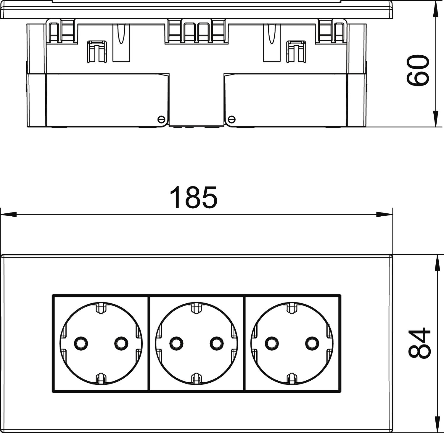 Unidade de tomadas Modul 45, triplo 84x185x59mm Policarbonato vermelho RAL 3001 – Imagem 2 de 2