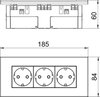 Unidade de tomadas Modul 45, triplo 84x185x59mm Policarbonato branco puro RAL 9010