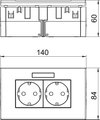 Unidade de tomadas Modul 45, duplo 84x140x59mm Policarbonato branco puro RAL 9010