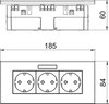 Unidade de tomadas Modul 45, triplo 84x185x59mm Policarbonato branco puro RAL 9010