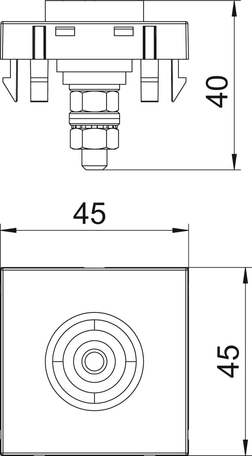 Tomada de equipotencial 45x45mm Policarbonato branco puro RAL 9010 – Imagem 2 de 2
