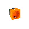 Tomada 0°, simples Alvéolos protegidos 250V, 10/16A Policarbonato cor de laranja RAL 2004