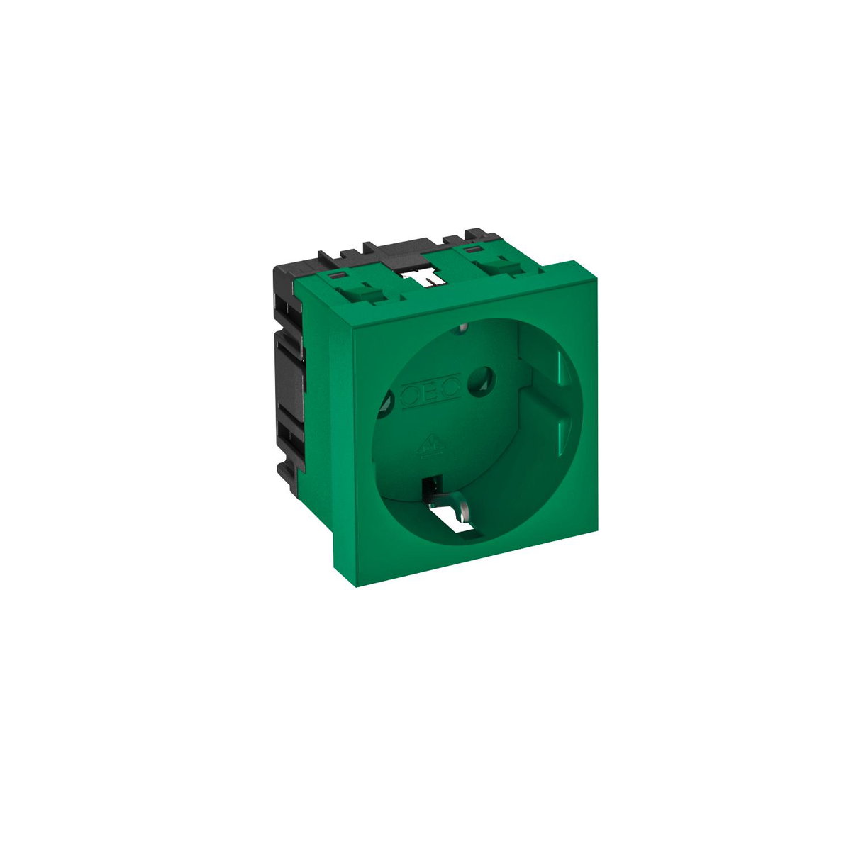 Tomada 0°, simples Alvéolos protegidos 250V, 10/16A Policarbonato verde menta RAL 6029