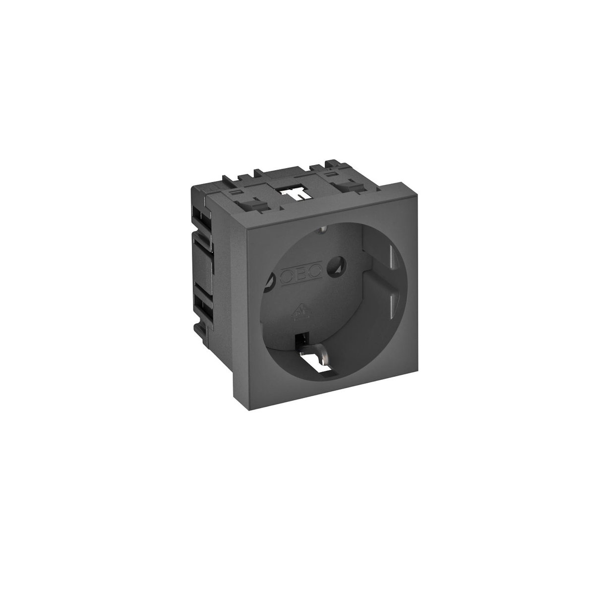 Tomada 0°, simples Alvéolos protegidos 250V, 10/16A Policarbonato cinzento antracite RAL 7021