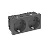 Tomada 0°, dupla Alvéolos protegidos 250V, 10/16A Policarbonato cinzento antracite RAL 7021
