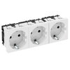 Tomada 0°, tripla Alvéolos protegidos 250V, 10/16A Policarbonato branco puro RAL 9010