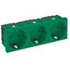 Tomada 0°, tripla Alvéolos protegidos 250V, 10/16A Policarbonato verde menta RAL 6029