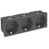 Tomada 0°, tripla Alvéolos protegidos 250V, 10/16A Policarbonato cinzento antracite RAL 7021