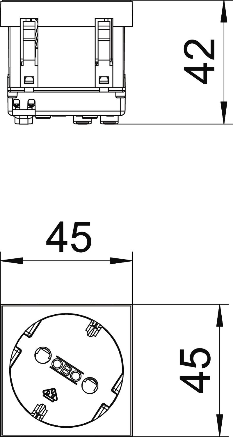 Tomada 33°, simples Alvéolos protegidos 250V, 10/16A Policarbonato branco puro RAL 9010 – Imagem 2 de 3