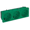 Tomada 33°, tripla Alvéolos protegidos 250V, 10/16A Policarbonato verde menta RAL 6029