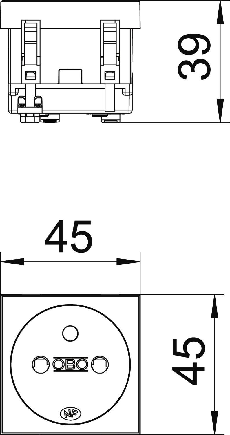 Tomada 0°, simples com pino de terra 250V, 10/16A Policarbonato branco puro RAL 9010 – Imagem 2 de 3