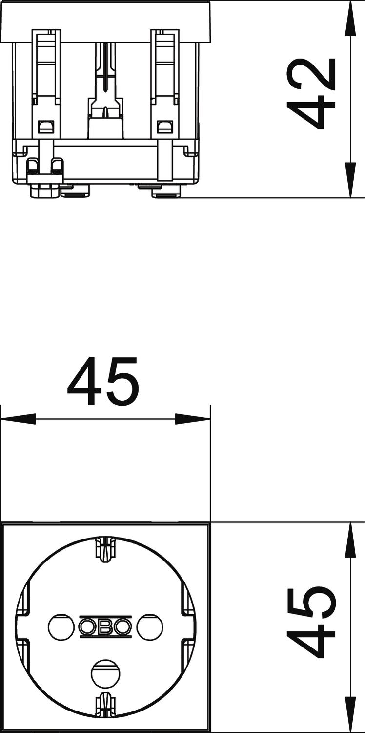 Tomada 0°, simples, encrav. Alvéolos protegidos 250V, 10/16A Policarbonato vermelho RAL 3001 – Imagem 2 de 3