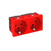Tomada 0°, dupla, encravamento Alvéolos protegidos 250V, 10/16A Policarbonato vermelho RAL 3001