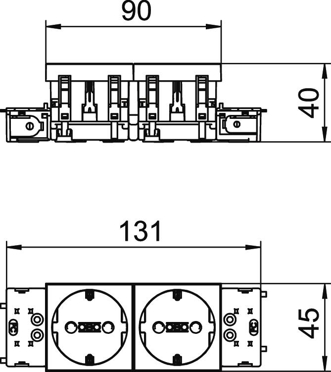 Socket 0°, double protective contact, Connect 45 250V, 10/16A Policarbonato cinzento antracite RAL 7021 – Imagem 2 de 2