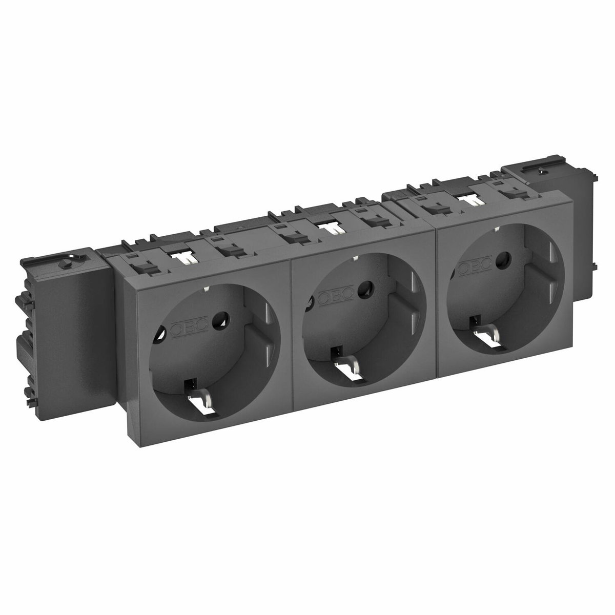 Socket 0°, triple protective contact, Connect 45 250V, 10/16A Policarbonato cinzento antracite RAL 7021