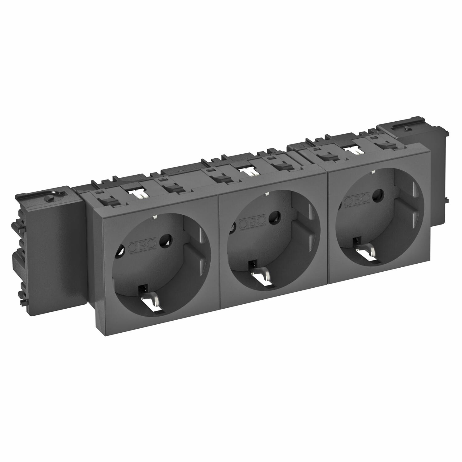 Socket 0°, triple protective contact, Connect 45 250V, 10/16A Policarbonato cinzento antracite RAL 7021