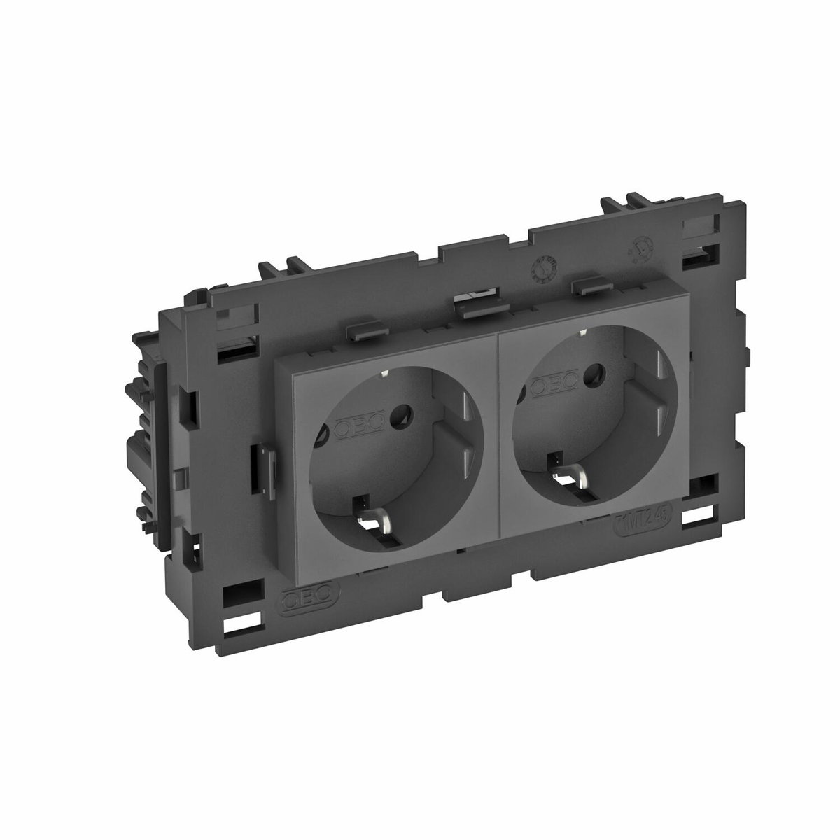 Socket 0°, double protective contact, Connect 80 250V, 10/16A Policarbonato cinzento antracite RAL 7021