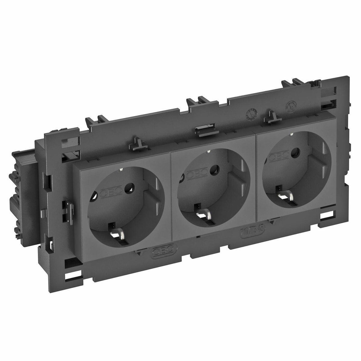 Socket 0°, triple protective contact, Connect 80 250V, 10/16A Policarbonato cinzento antracite RAL 7021