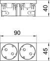 Tomada 33°, dupla Alvéolos protegidos, 45connect 250V, 10/16A Policarbonato branco puro RAL 9010