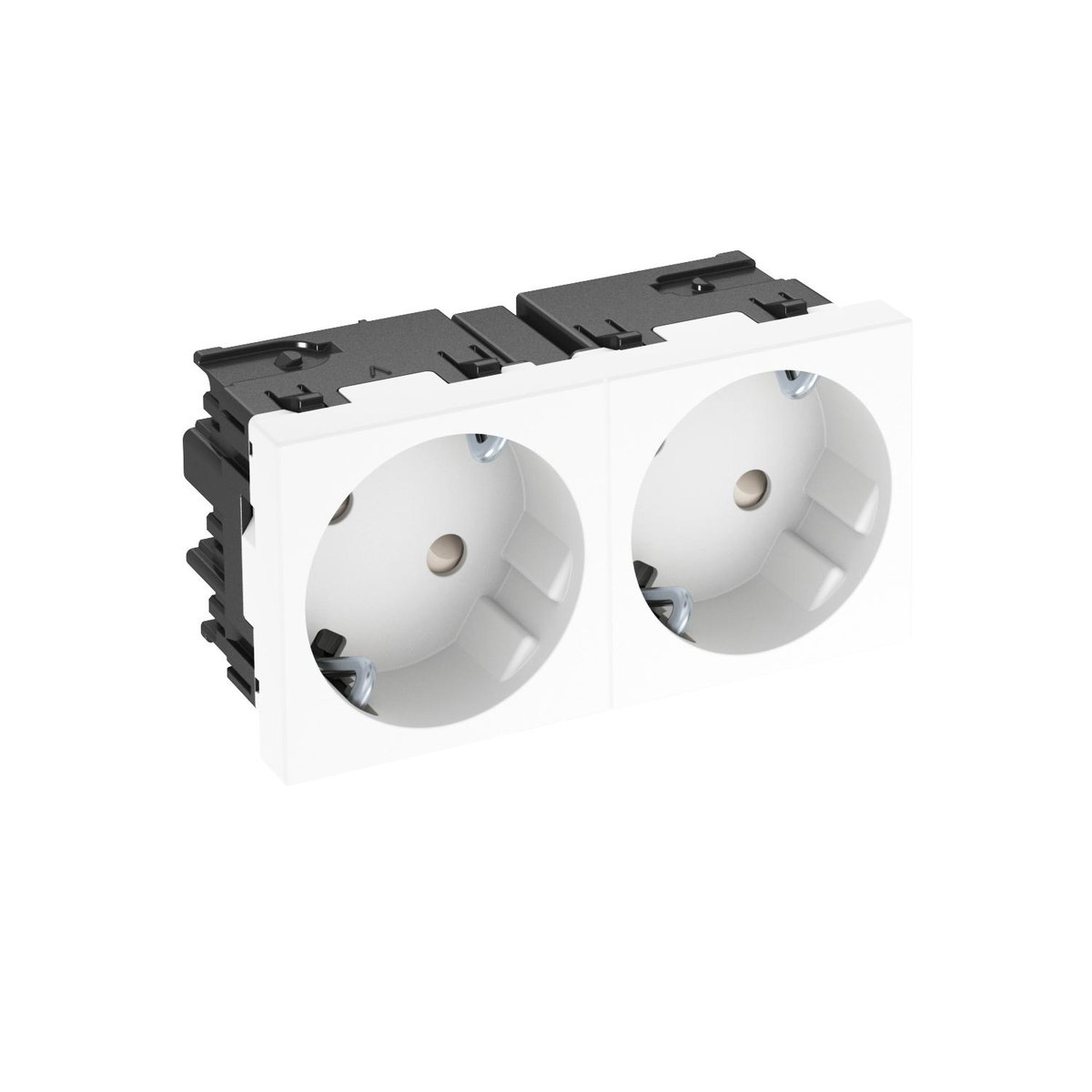 Tomada 33°, dupla Alvéolos protegidos, 45connect 250V, 10/16A Policarbonato branco puro RAL 9010