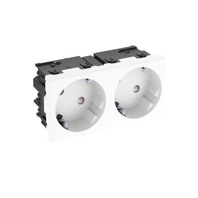 Tomada 33°, dupla Alvéolos protegidos, 45connect 250V, 10/16A Policarbonato branco puro RAL 9010