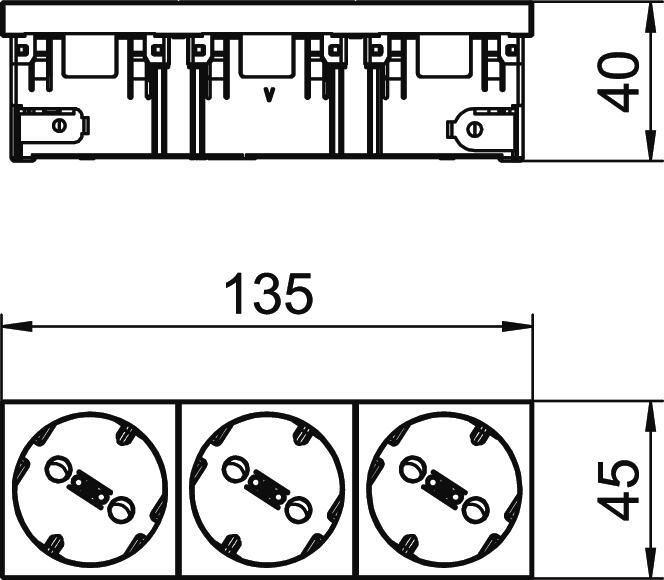 Tomada 33º, tripla Alvéolos protegidos, 45connect 250V, 10/16A Policarbonato cinzento antracite RAL 7021 – Imagem 2 de 2