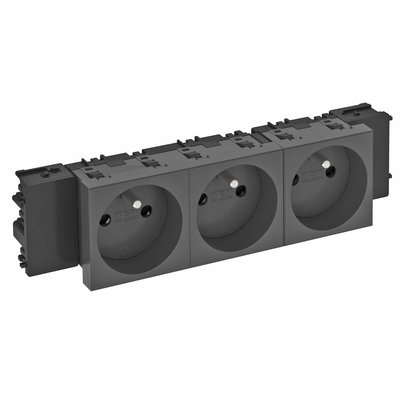 Tomada 0º, simples com pino de terra, Connect 45 250V, 10/16A Policarbonato cinzento antracite RAL 7021