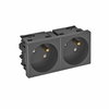 Tomada 33º, dupla com pino de terra, Connect 45 250V, 10/16A Policarbonato cinzento antracite RAL 7021