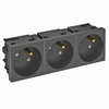 Tomada 33º, tripla com pino de terra, Connect 45 250V, 10/16A Policarbonato cinzento antracite RAL 7021