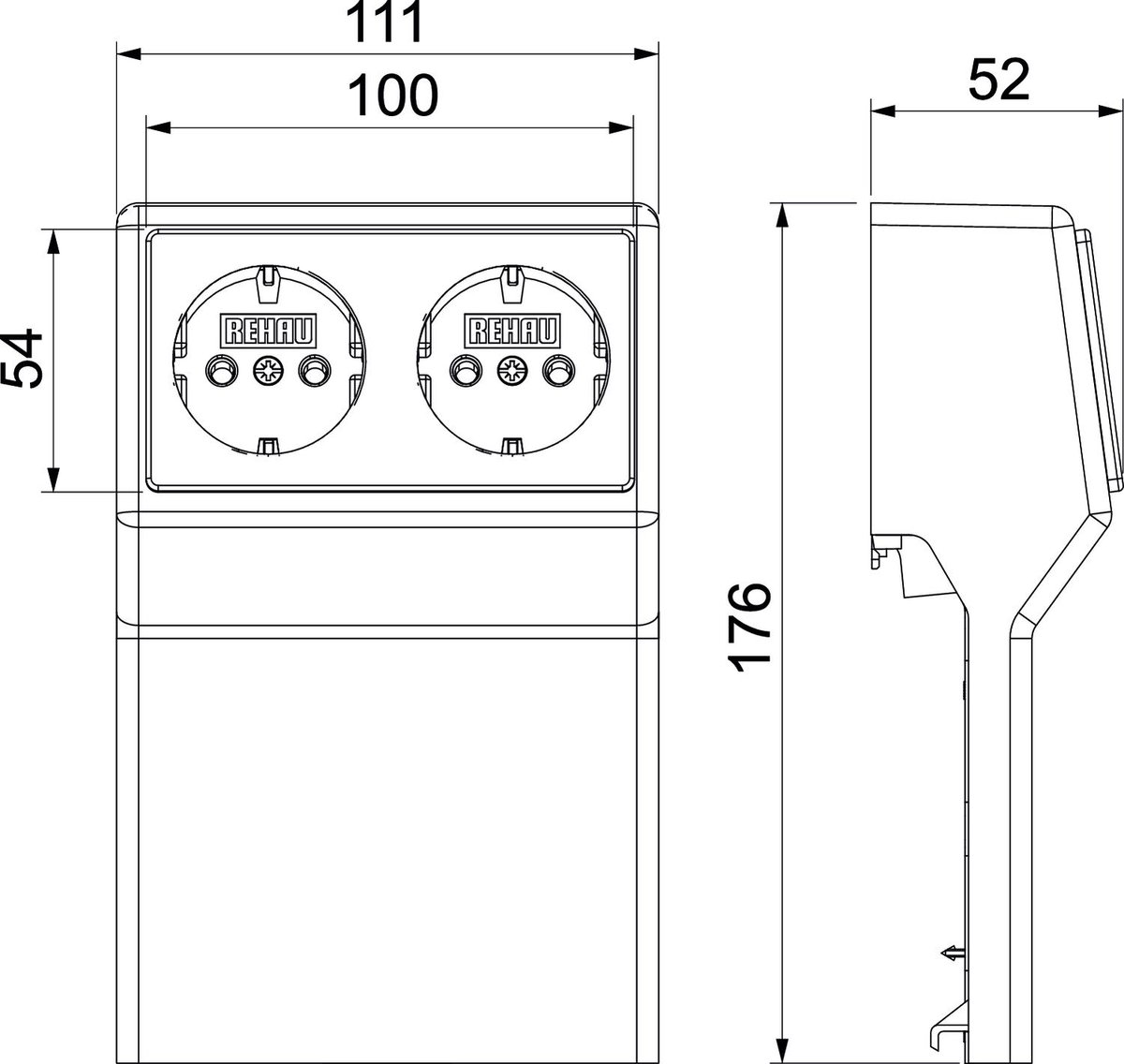 Suporte de aparelhos dupla SL 20x110 RAL9010 Policloreto de vinilo branco puro RAL 9010 – Imagem 2 de 3