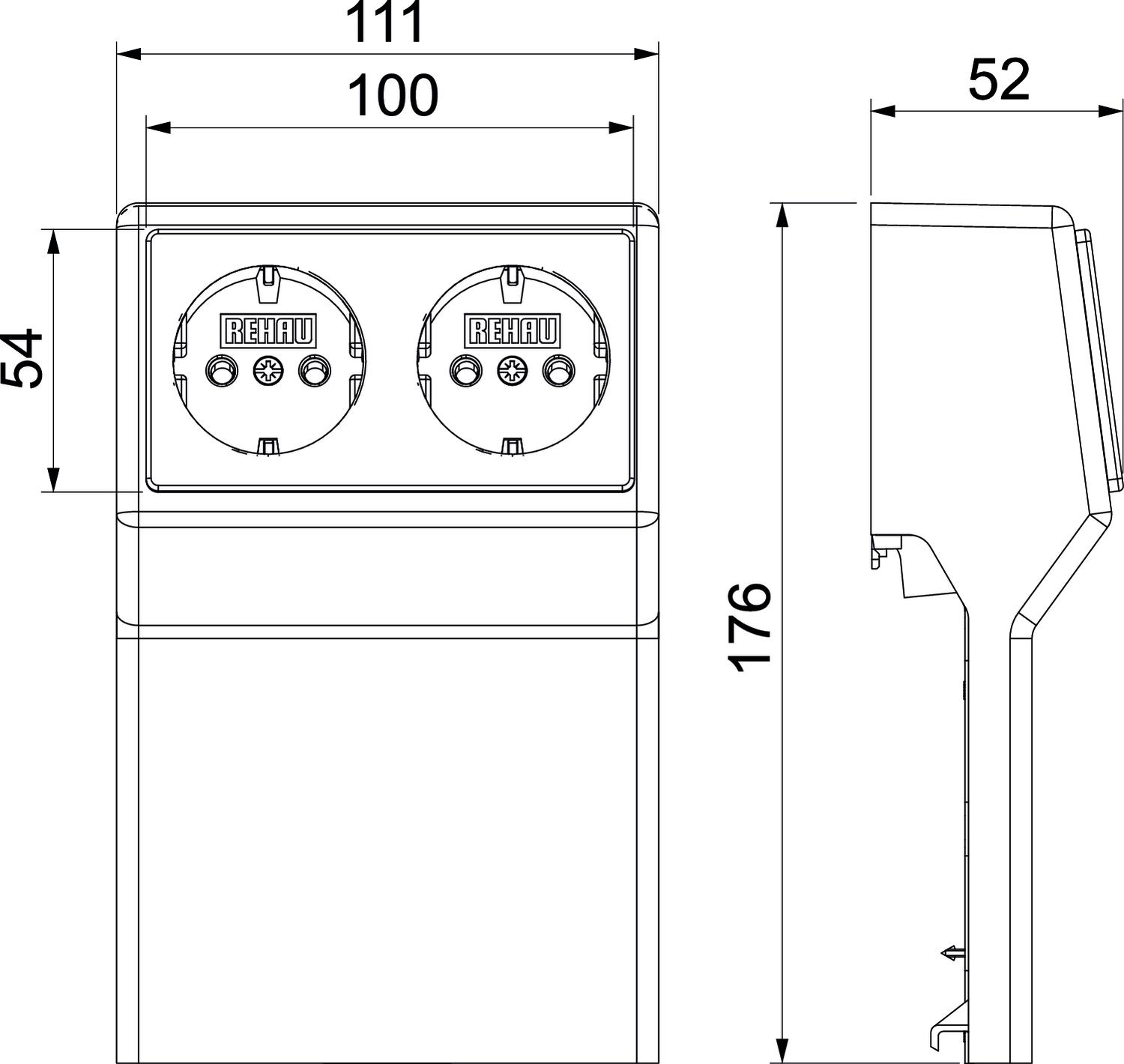 Suporte de aparelhos dupla SL 20x110 RAL9010 Policloreto de vinilo branco puro RAL 9010 – Imagem 2 de 3