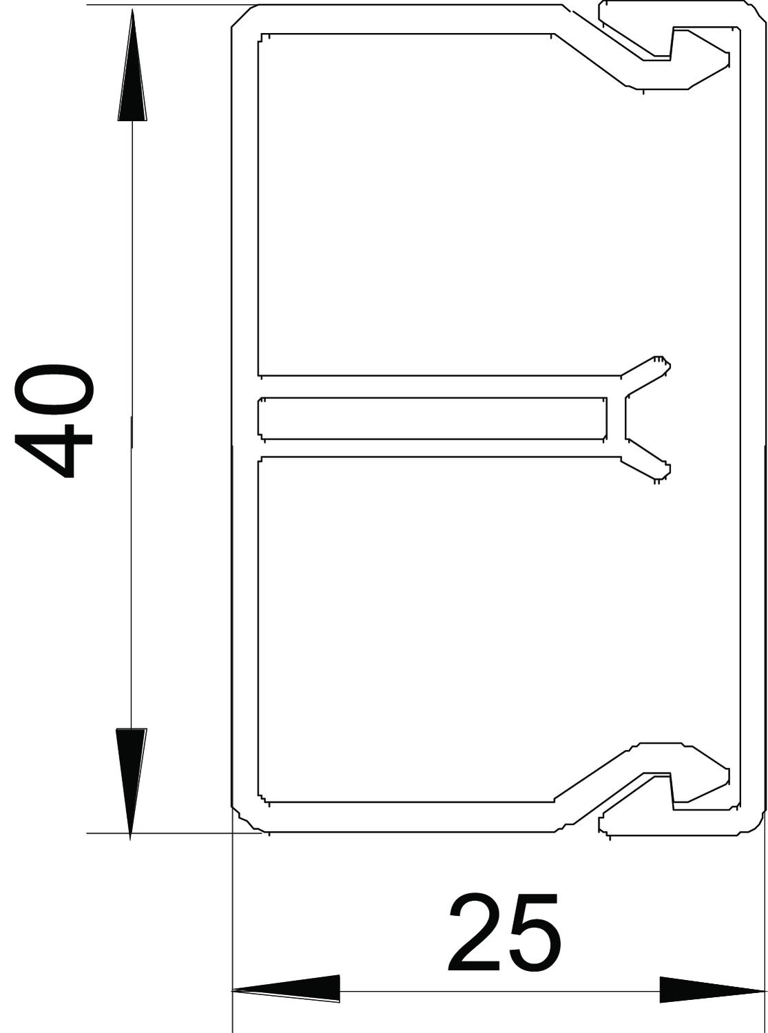Calha com separador 25x40x2000 Policloreto de vinilo branco puro RAL 9010 – Imagem 2 de 3
