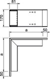 Ângulo externo 250x170x80 Policloreto de vinilo branco puro RAL 9010