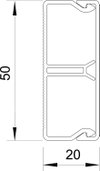 Calha com separador 20x50x2000 Policloreto de vinilo branco puro RAL 9010