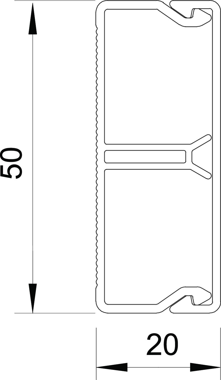 Calha com separador 20x50x2000 Policloreto de vinilo branco puro RAL 9010 – Imagem 2 de 3
