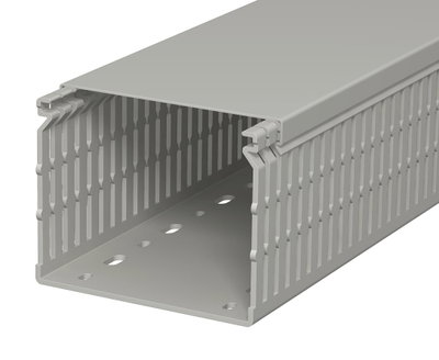 Calha de cablagem 80x100x2000 Policloreto de vinilo cinzento pedra RAL 7030
