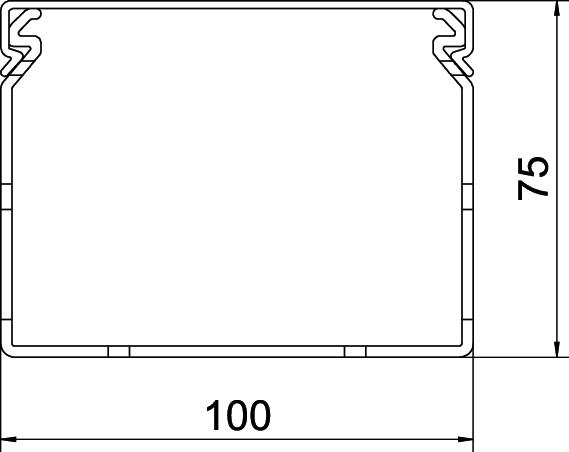 Calha de cablagem livre de halogéneo 75x100x2000 Policarbonato/acrilonitrila-butadieno-estireno cinzento claro RAL 7035 – Imagem 2 de 2
