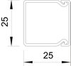 Calha com base perfurada 25x25x2000 Policloreto de vinilo cinzento claro RAL 7035