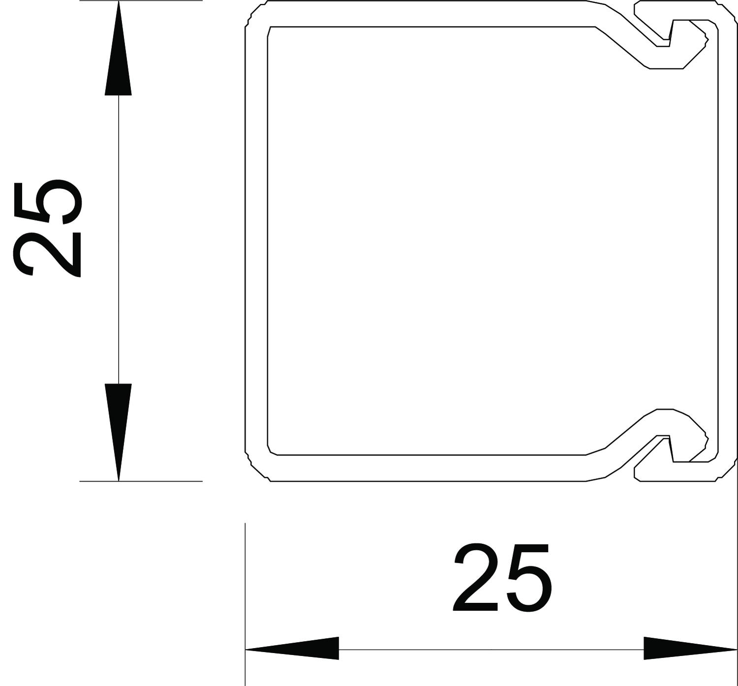 Calha com base perfurada 25x25x2000 Policloreto de vinilo cinzento claro RAL 7035 – Imagem 2 de 3
