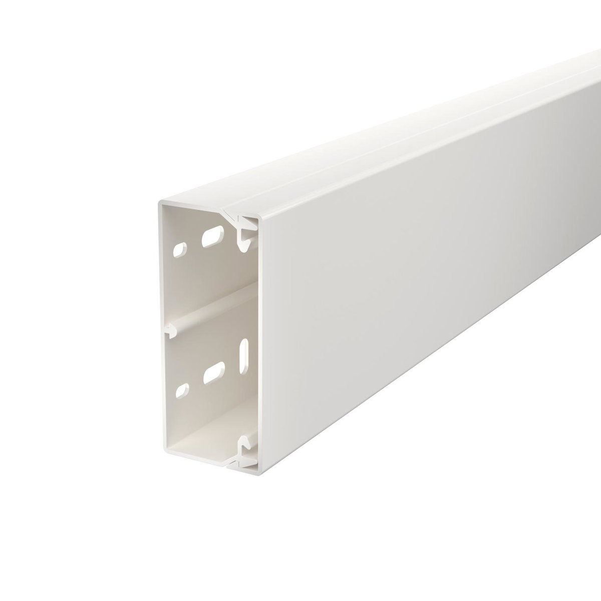 Calha com base perfurada 40x90x2000 Policloreto de vinilo branco puro RAL 9010