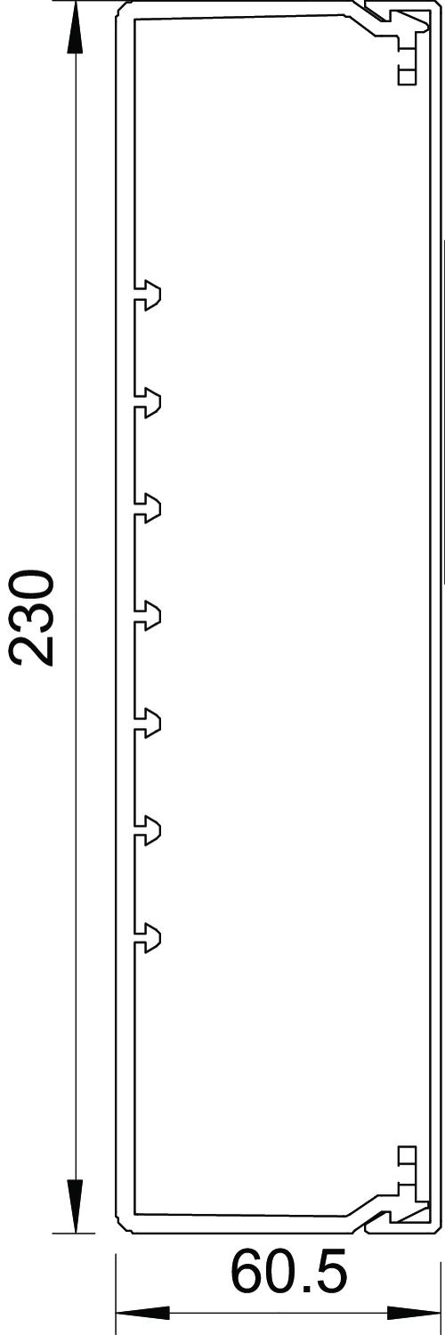 Calha com base perfurada 60x230x2000 Policloreto de vinilo branco puro RAL 9010 – Imagem 2 de 3