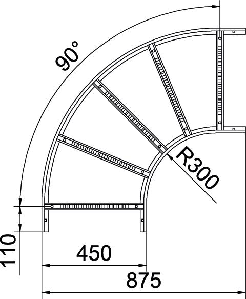 90° bend for cable ladder 110x450 Aço Galvanizado por imersão a quente após maquinação zinco – Imagem 2 de 3