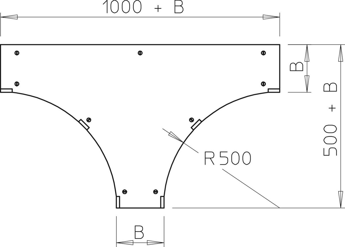 Tampa derivação em T Sistema grandes vãos 110 e 160 B300mm Aço Galvanização continua zinco/alumínio, Double Dip zinco – Imagem 2 de 4