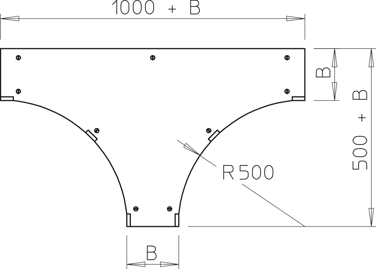 Tampa derivação em T Sistema grandes vãos 110 e 160 B300mm Aço Galvanização continua zinco/alumínio, Double Dip zinco – Imagem 2 de 4