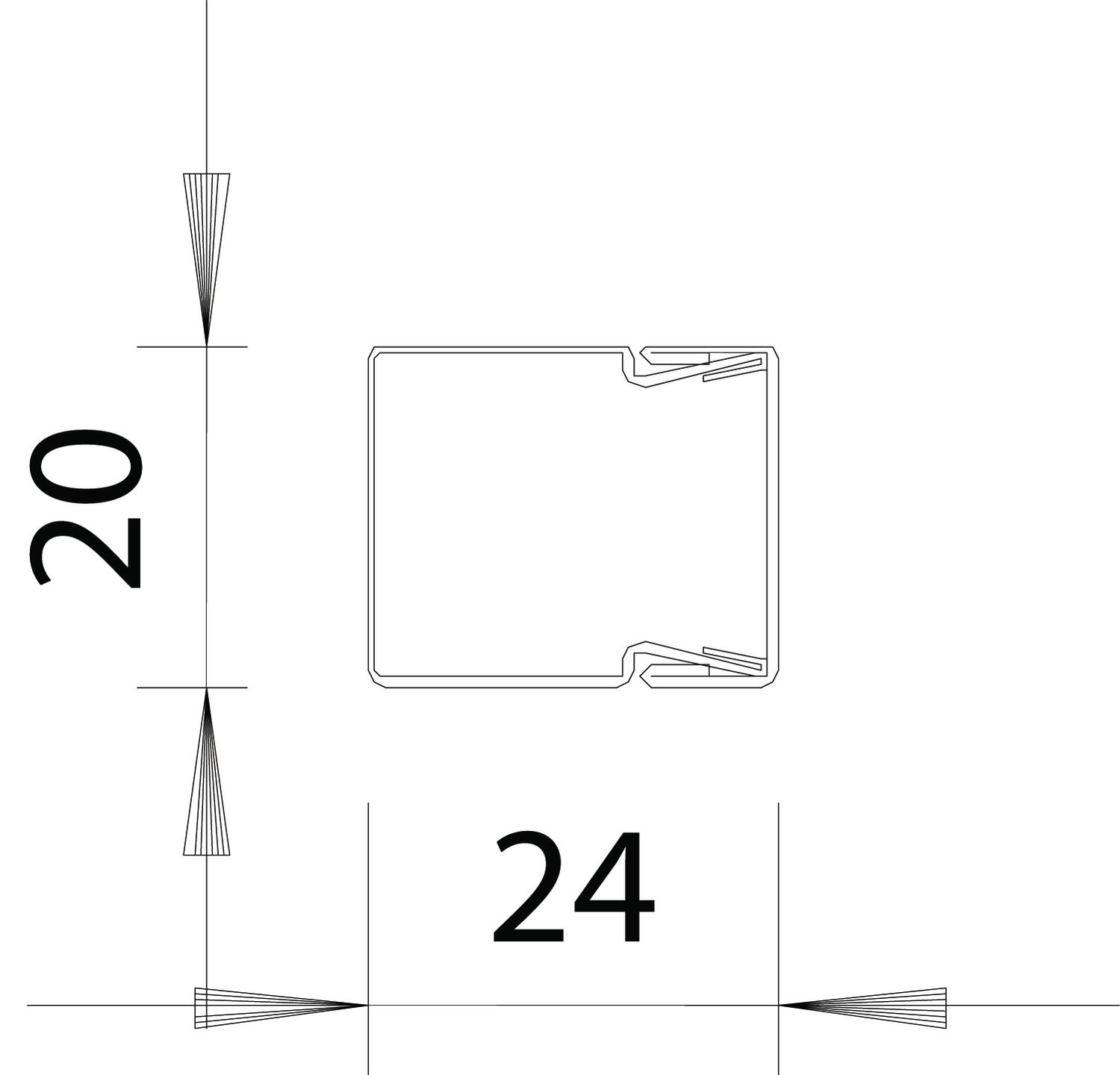 Calha com base perfurada 20x20x2000 Aço com galvanização contínua / com revestimento de plástico branco puro RAL 9010 – Imagem 2 de 3