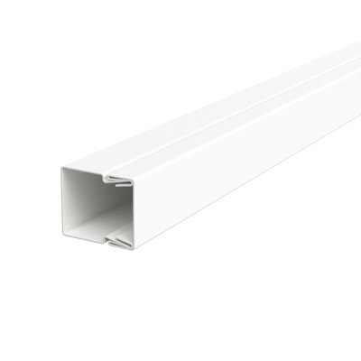 Calha com base perfurada 20x20x2000 Aço com galvanização contínua / com revestimento de plástico branco puro RAL 9010
