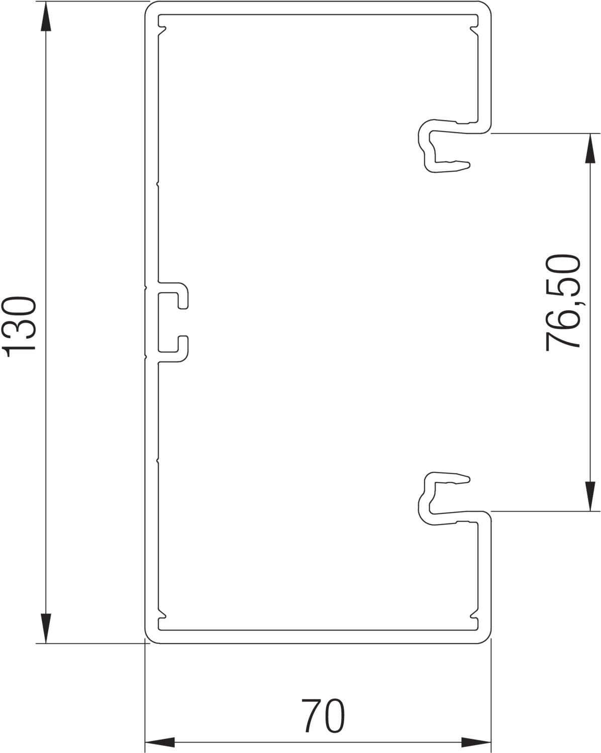 Device installation trunking with base perforation 2000x130x70 Policloreto de vinilo preto RAL 9005 – Imagem 2 de 3